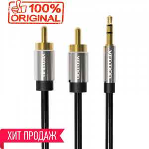 Кабель аудио jack 3.5 mm - 2 RCA-(тюльпаны) (2 м) Vention Original Кабель аудио jack 3.5 mm - 2 RCA-(тюльпаны) (2 м) Vention Original