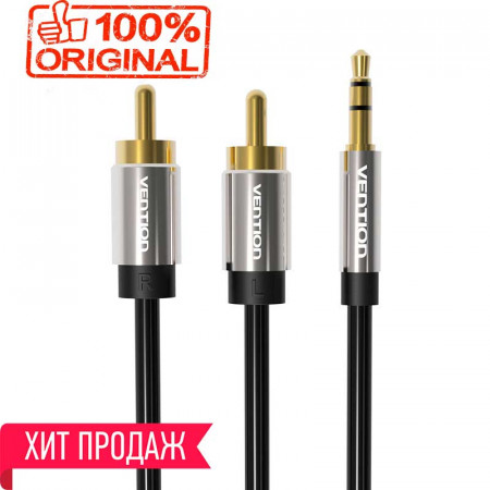 Кабель аудио jack 3.5 mm - 2 RCA-(тюльпаны) (2 м) Vention Original