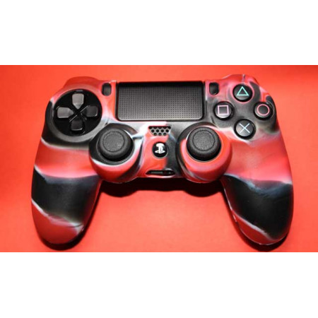 PS4 силиконовый чехол для джойстика (Камуфляж)(Red-black)