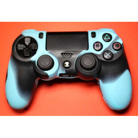 PS4 силиконовый чехол для джойстика (Камуфляж)(Blue-black)