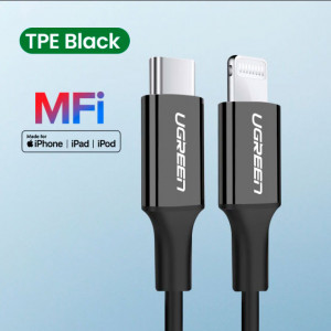Кабель USB Type C - Lightning для зарядки iPhone 13 / Macbook Pro PD 20W черный Кабель USB Type C - Lightning для зарядки iPhone 13 / Macbook Pro PD 20W черный