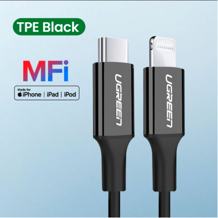 Кабель USB Type C - Lightning для зарядки iPhone 13 / Macbook Pro PD 20W черный
