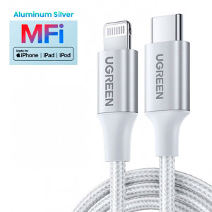 Кабель USB Type C - Lightning для зарядки iPhone 13 / Macbook Pro PD 20W silver Кабель USB Type C - Lightning для зарядки iPhone 13 / Macbook Pro PD 20W silver