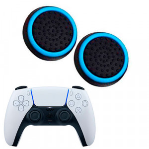 Силиконовые накладки для джойстика PS5 DualSense черные с бирюзовой окантовкой 2 шт Силиконовые накладки для джойстика PS5 DualSense черные с бирюзовой окантовкой 2 шт