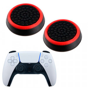 Силиконовые накладки для джойстика PS5 DualSense черные с красной окантовкой 2 шт Силиконовые накладки для джойстика PS5 DualSense черные с красной окантовкой 2 шт
