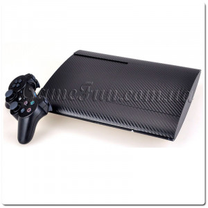 PS3 Super slim вінілова наклейка Carbon (black) Premium