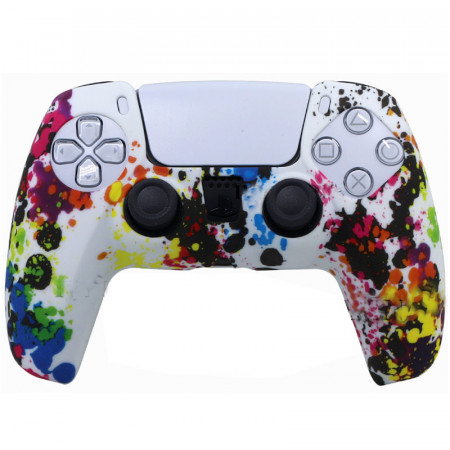 Силиконовый чехол для джойстика PS5 Dualsense граффити разноцветный