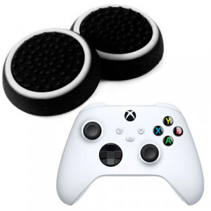 Силиконовые накладки для джойстика Xbox Series X / S черные с белой окантовкой 2 шт Силиконовые накладки для джойстика Xbox Series X / S черные с белой окантовкой 2 шт