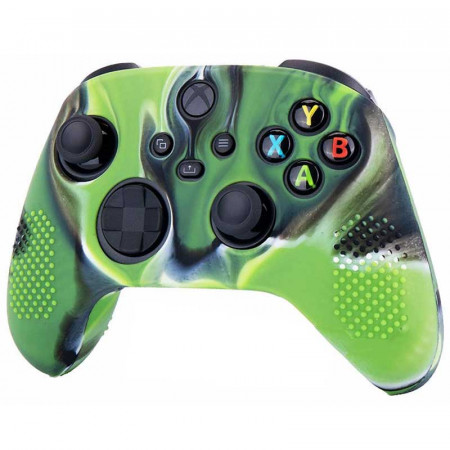 Силиконовый чехол для джойстика геймпада Microsoft Xbox Series X / S камуфляжный зеленый