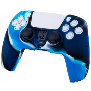 Силиконовый чехол для джойстика PS5 Dualsense камуфляжный синий Силиконовый чехол для джойстика PS5 Dualsense камуфляжный синий