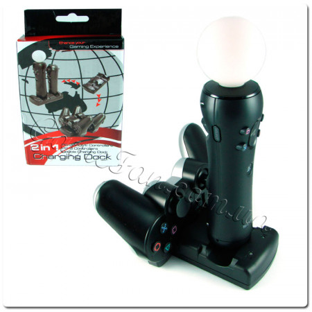 PS3 зарядная станция для Dualshock 3 и Move 2 в 1